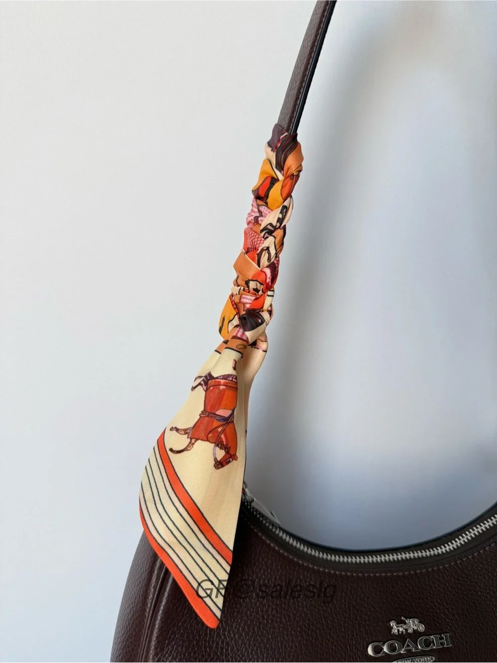 Coach Teri Hobo Shoulder Bag Maple Brown Pebble Leather Silver CV935 NWT